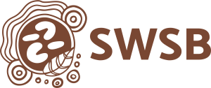 SWSB logo with a brown abstract circular motif on the left and bold SWSB lettering on the right